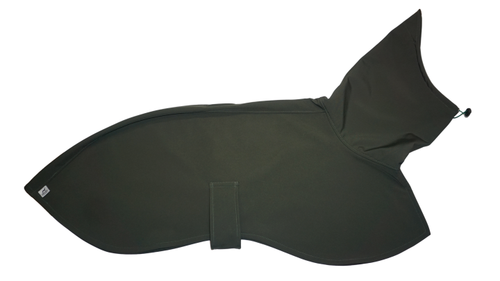 Wodoodporny softshell khaki w kurtce dla charta.